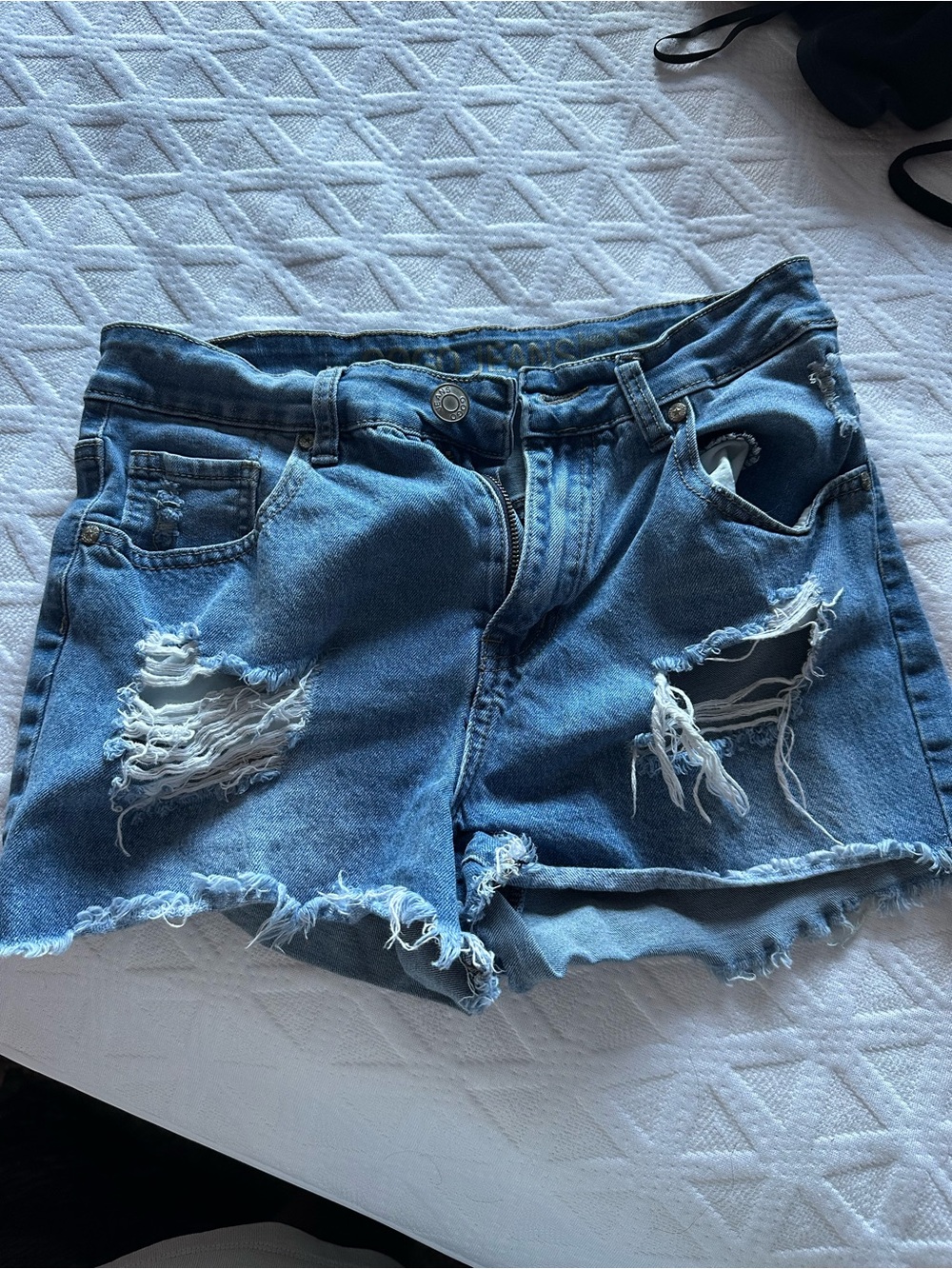 Distressed Blue Denim Women's Shorts